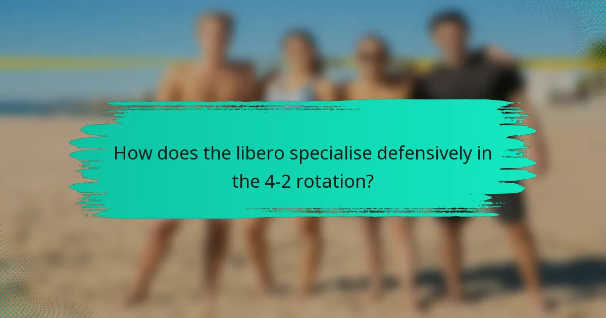 How does the libero specialise defensively in the 4-2 rotation?